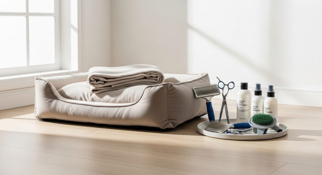 severe dog mange with bald patches and crusty irritated skin