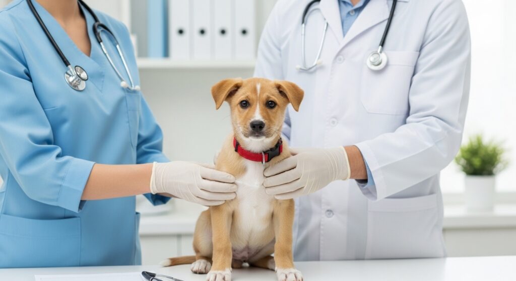 puppy vaccination at vet clinic
