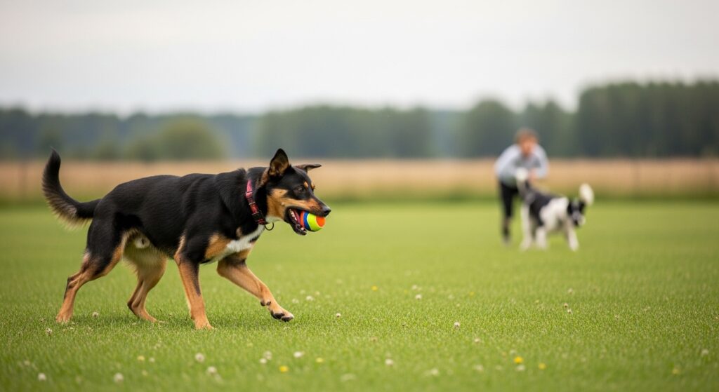 dog playing fetch exercise