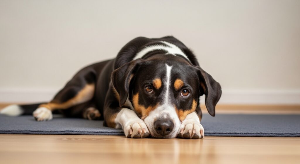 dog resting after exercise routine