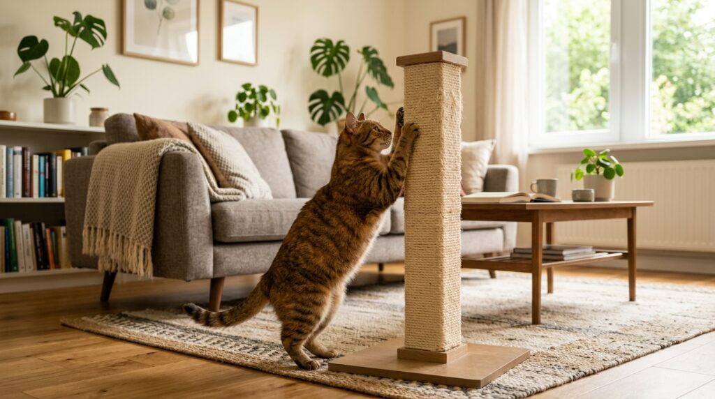 How to stop your cat from scratching furniture naturally at home using scratching posts and natural training methods